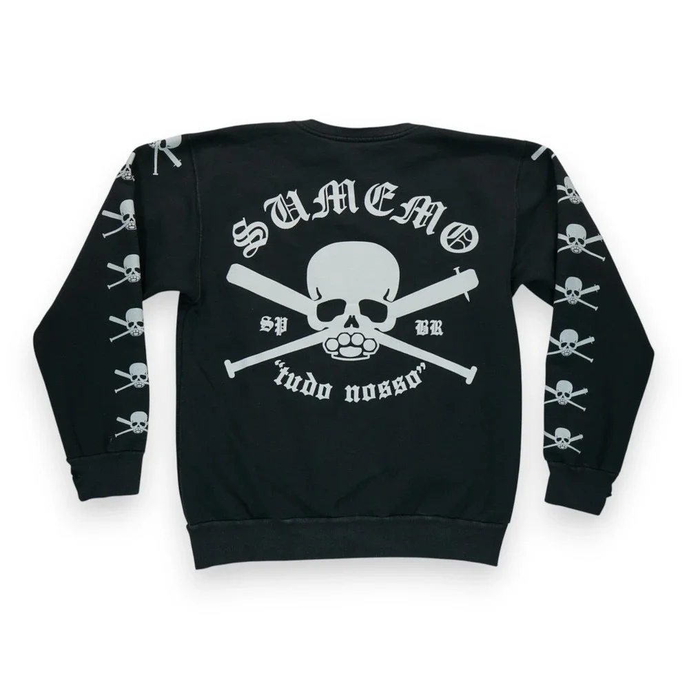 Vintage Sumemd Sweatshirt Skulls Size Medium Mens Black Y2K Long Sleeve